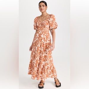 English Factory Burnt Orange & White Floral Midi